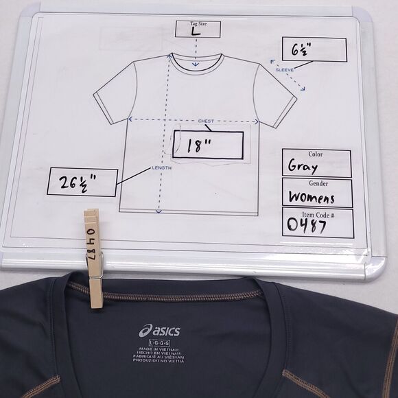 Asics Athletic Short Sleeve Pullover Active T Shirt Womens Size Large L Gray - Picture 8 of 8